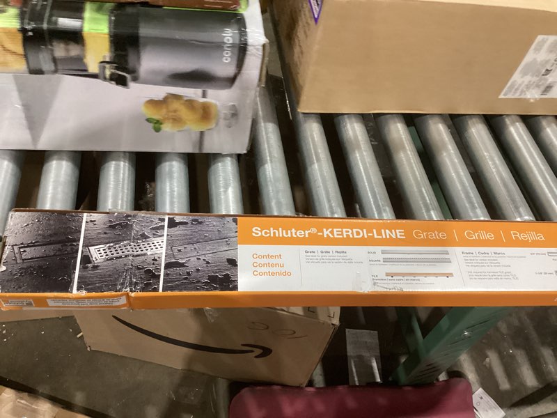 schluter kerdi-line frameless grate assembly for ceramic & stone tiles - use with center outlet channel body - tile design, 48" length - kl1dre120