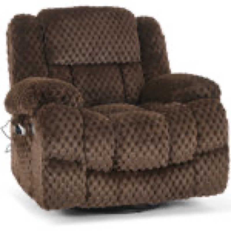 41.3" Oversized Swivel Recliner Chair With Massage & Heating