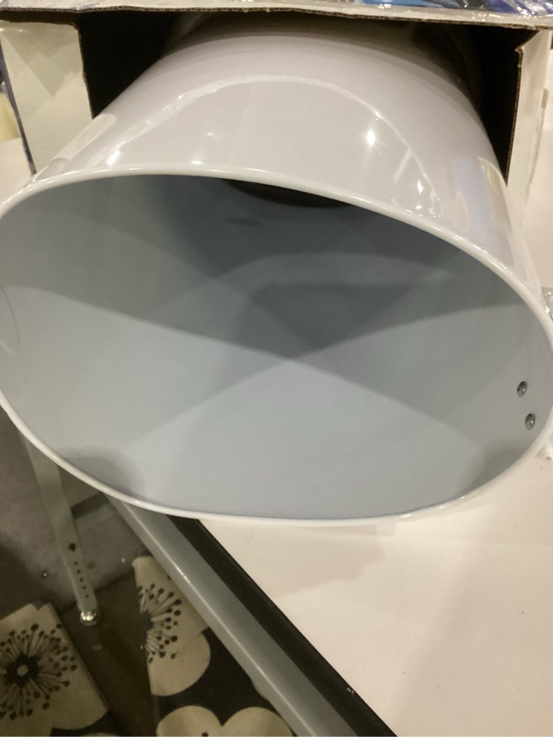 Condition photo showing As Is for ubbi steel diaper pail, odor locking, no special bag required, award-winning, registry must-have, white