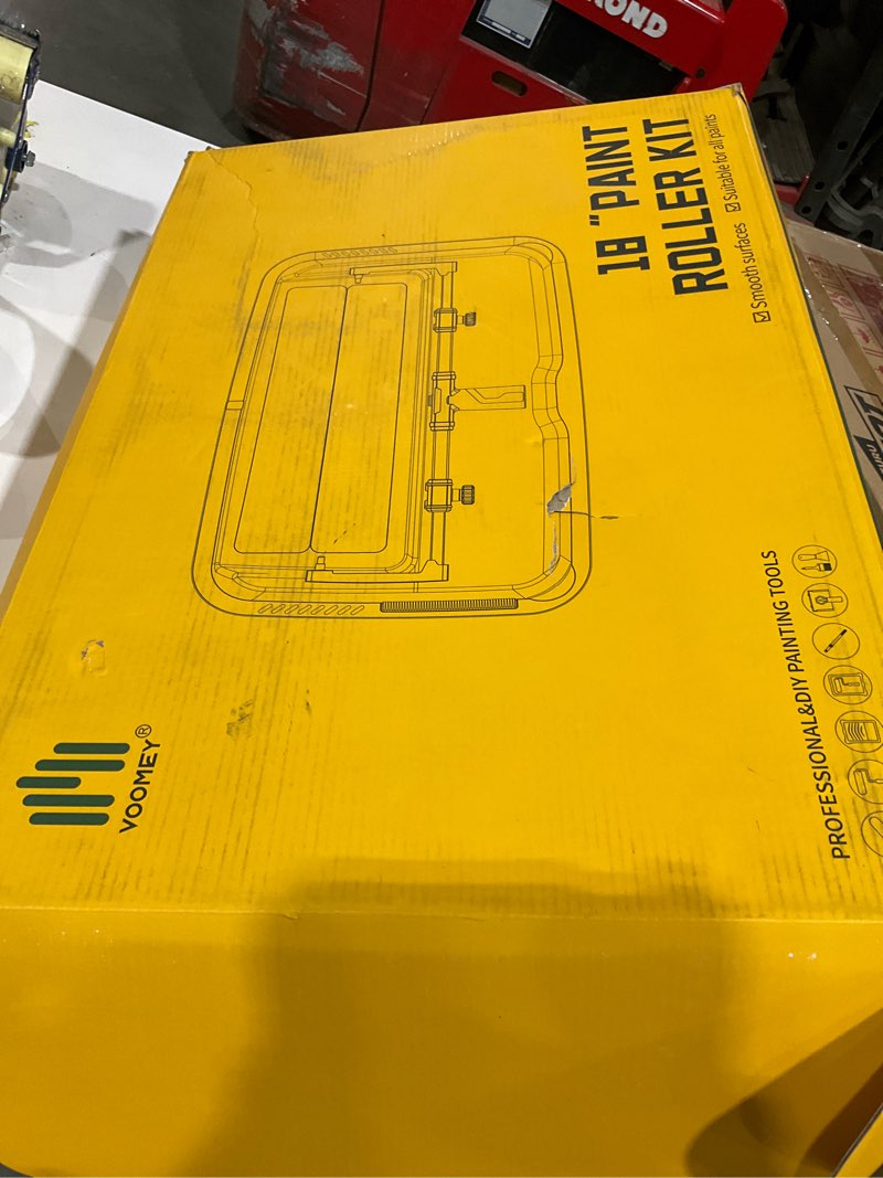 Condition photo showing As Is for Voomey 18" Paint Roller kit?9 Piece 18 inch Paint Roller?18 Paint Roller Tray with Liner,Microfiber Paint Roller,Paint kit for House Painting