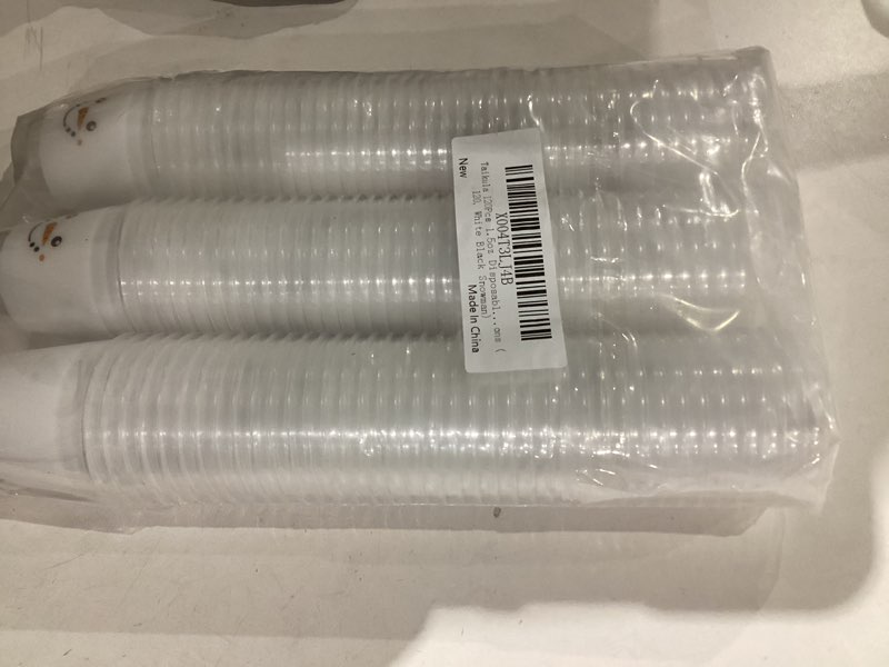 Condition photo showing New/Like New for Taikula 120Pcs 1.5oz Disposable Shot Glasses for Christmas - White Black Snowman Plastic Shot Glasses Bulk, Festive Party & Holiday Celebration Decorations (120, White Black Snowman) White Black Snowman 120