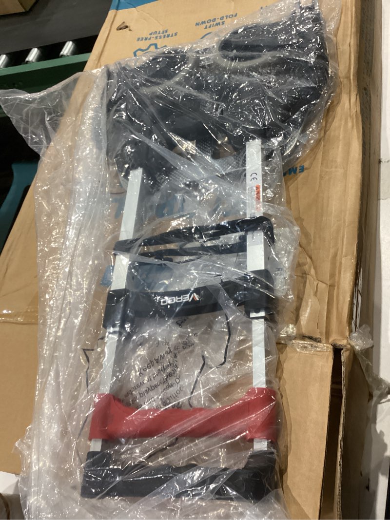 Condition photo showing As Is for Red and black(((((((Vergo Industrial 275 lb Capacity Folding Hand Truck Dolly Cart with Telescoping Handle, Aluminum Foldable Cart with Wheels (S300BT) 275 lbs
