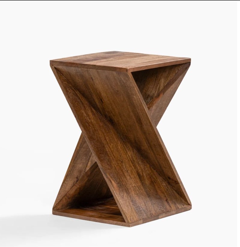 caelah solid wood block end table