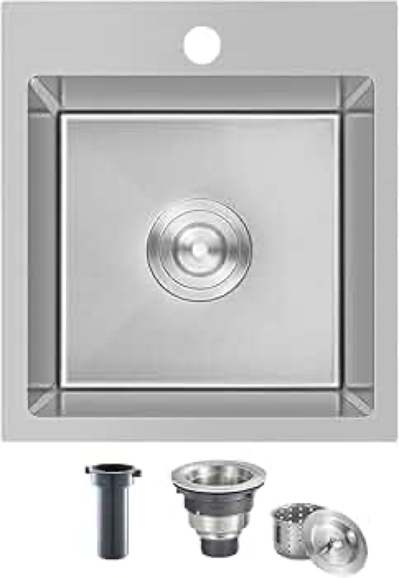17 inch Drop in Kitchen Sinks - TSIBOMU 17x19 inch Single Bowl Single Hole Topmount Kitchen Sink, 18
