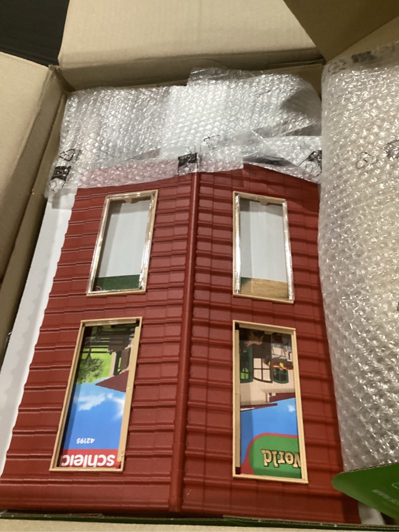 Condition photo showing As Is for schleich farm world - 43pc stable playset with horse figurines - barn play set with horseback rider figure and equestrian accessories - realistic horse toys for screen-free play - kids 3+ | 42195 updated packaging