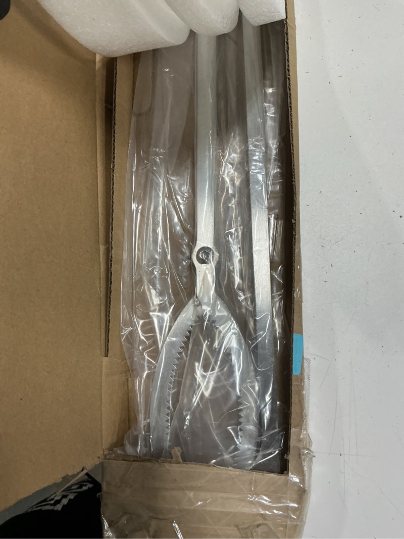 Condition photo showing Good Condition for 28" Fire Tongs Fire Pit Tongs Set, Stainless Steel Fireplace Tongs Log Grabber Suitable for Outdoor Fireset Fire Pit Bonfire Camp Fire Backyard Deck Indoor Fireplace Tools