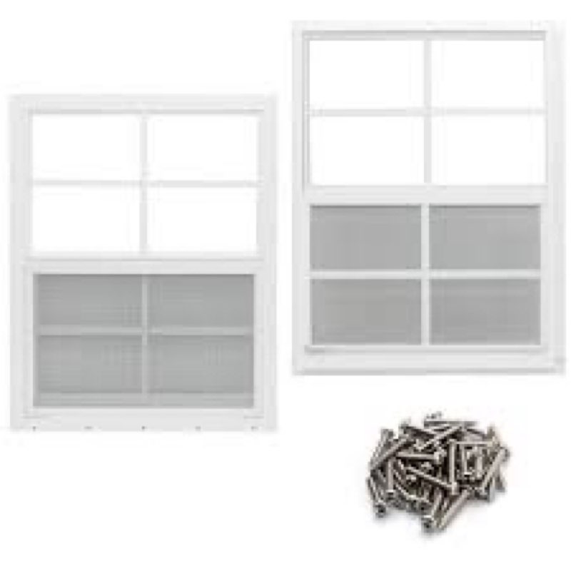 NeatiEase 2 Pack Shed Window, 18" x 23" Flush Mount Window with Tempered Glass and Fiberglass Screen