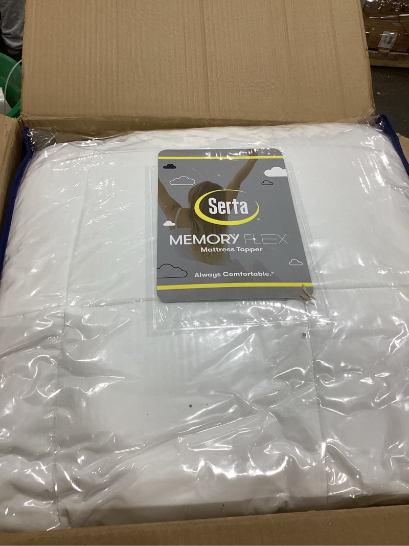Condition photo showing Good Condition for serta memory flex soft queen mattress topper, 2" pillow top mattress pad, cushioning stain resistant mattress protector with 15" pocket for secure fit, machine washable, white white queen