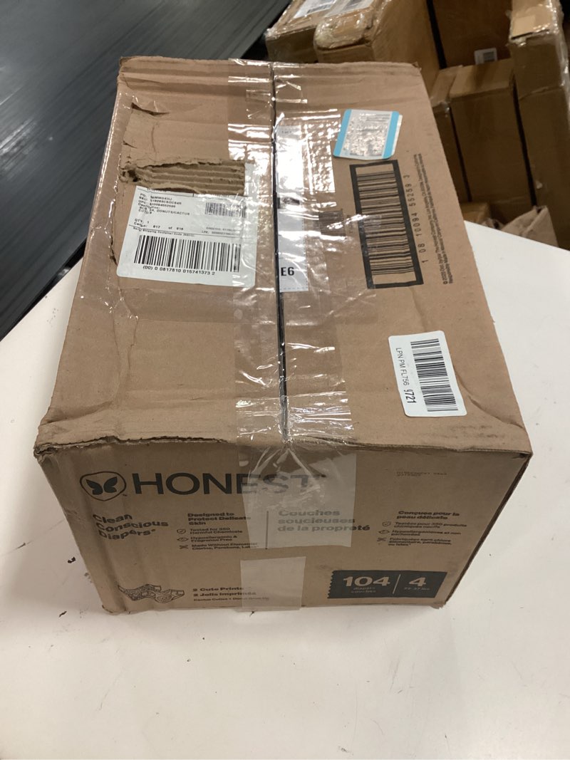 Condition photo showing New/Like New for the honest company comfort dry disposable diapers for sensitive skin, hypoallergenic, space travel + big trucks, super club box size 4 (22–37 lbs) 104 count