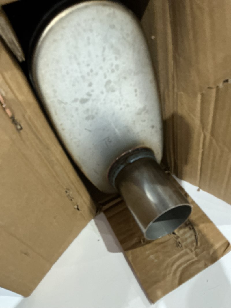 Condition photo showing As Is for 2" floshine straight through performance muffler stainless steel fh1224
