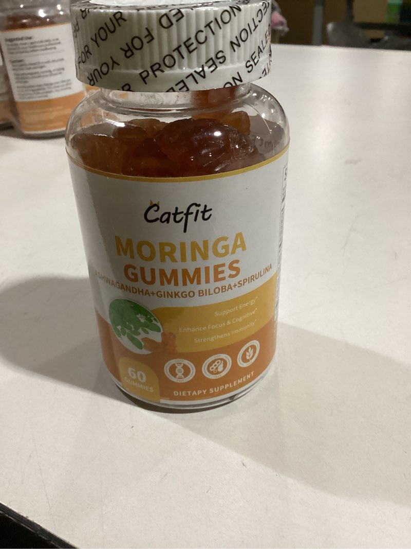 Catfit Moringa gummies. Ashwagandha+Ginkgo Bilboba+Spirulina.  60 count. (Bidding on 6)