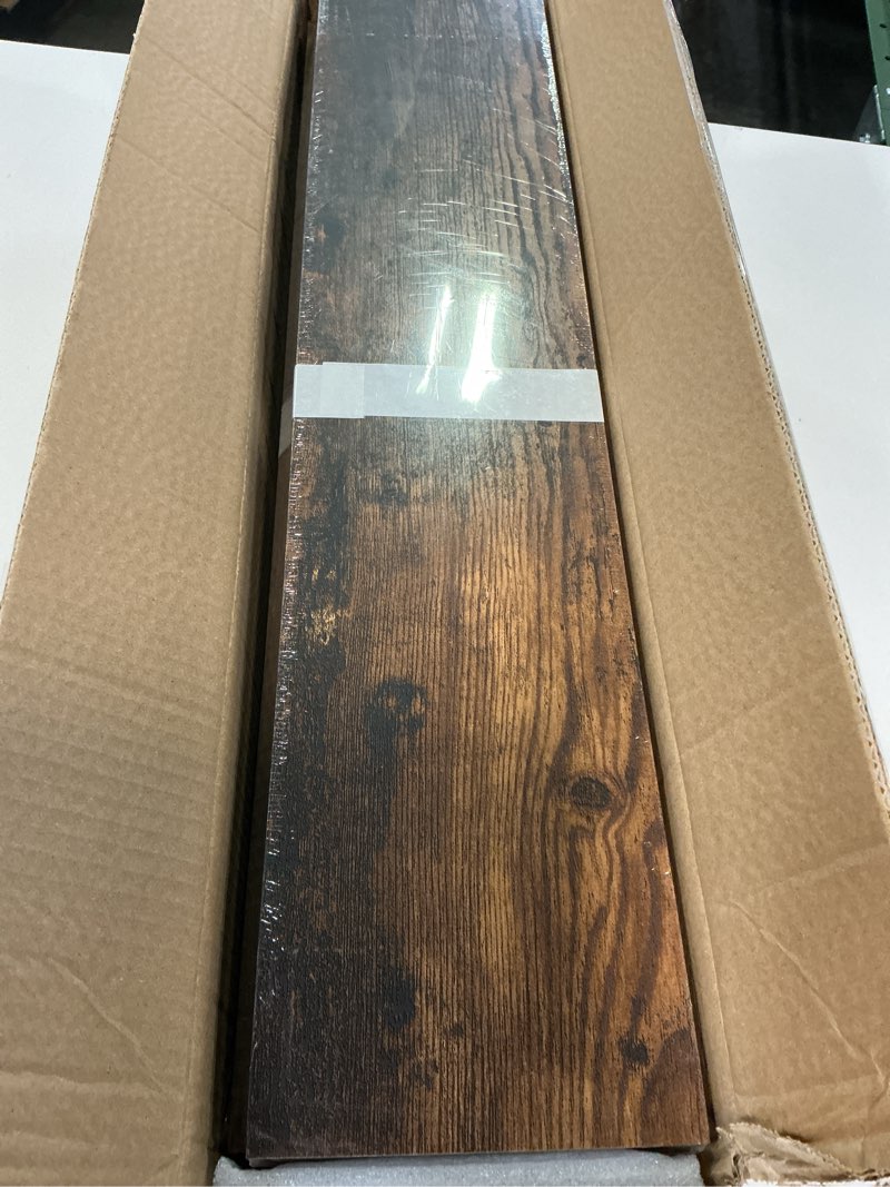 Condition photo showing Good Condition for upsimples floating shelves for wall, 23.6 inch shelves for decor storage set of 6, wall mounted wood shelf for bedroom, living room, bathroom, kitchen, long picture ledge shelves, brown