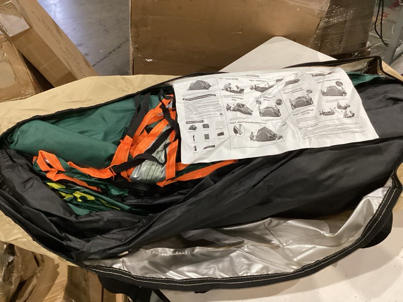 Condition photo showing Good Condition for raynesys instant 6 person camping tent. black, green and orange