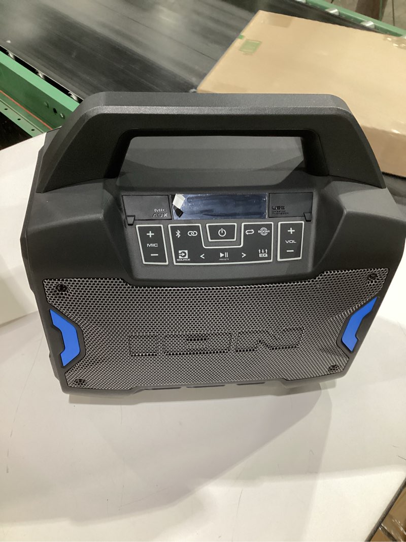 Condition photo showing Good Condition for (NOT TESTED) ION Tailgater Boom - Outdoor Portable Bluetooth Speaker with Mic in, FM Radio, USB Port, Battery, IPX5 Water-Resistant, Wireless Stereo-Link, App, 60W 60W water-resistant