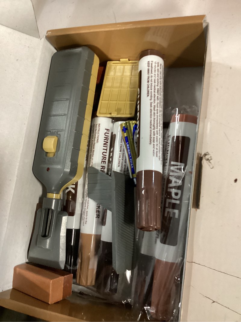Condition photo showing Good Condition for laminate floor repair kit with heat pen, 11 color wood vinyl floor furniture repair kit linoleum repair hard wax touch up marker cover scratches, stains, cracks, holes for door, cabinet, table. 11 colors