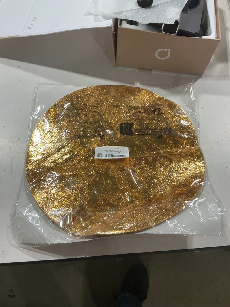 Condition photo showing Good Condition for disposable gold placemats set of 50 metallic thin mesh round 13 inch foil pressed fall table mates gold charger doilies for dining table wedding birthday party home decoration gold 50