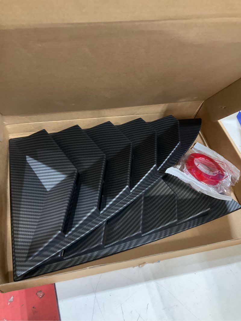 Condition photo showing Good Condition for tesla rear side window cover louver sport style for tesla model 3 2017-2024 2025 2026 exterior decoration, triangle window visor & anti-scratch guard (matte carbon fiber pattern, model 3) matte carbon fiber pattern model 3