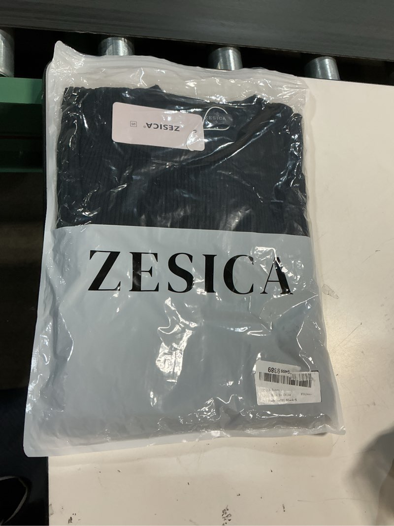 Condition photo showing New/Like New for ( size S)ZESICA Women's Long Sleeve Sweater Dress Fall 2025 Crewneck Ribbed Knit Pleated A-Line Maxi Wedding Guest Dresses Black Medium