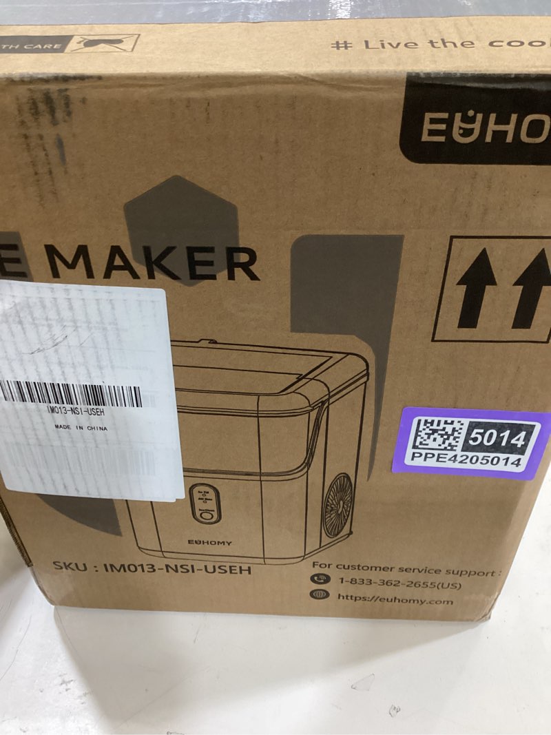 Condition photo showing As Is for countertop ice maker machine, 8 ice cubes in 6 mins, 26lb/day ice with 2 sizes- portable mini, energy saving & basket/scoop for home/party/travel/camping/bar,black dark black 26lbs/24h