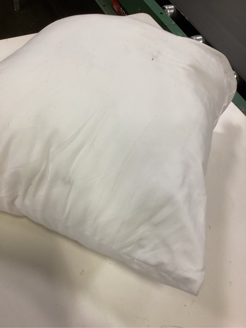 Condition photo showing As Is for Foamily Throw Pillow Insert 18 x 18 inch (Set of 4) Hypoallergenic 100% Virgin Fiber Made in USA Bed, Sofa, Couch Decorative Indoor Pillows 18x18 Inch (Pack of 4)