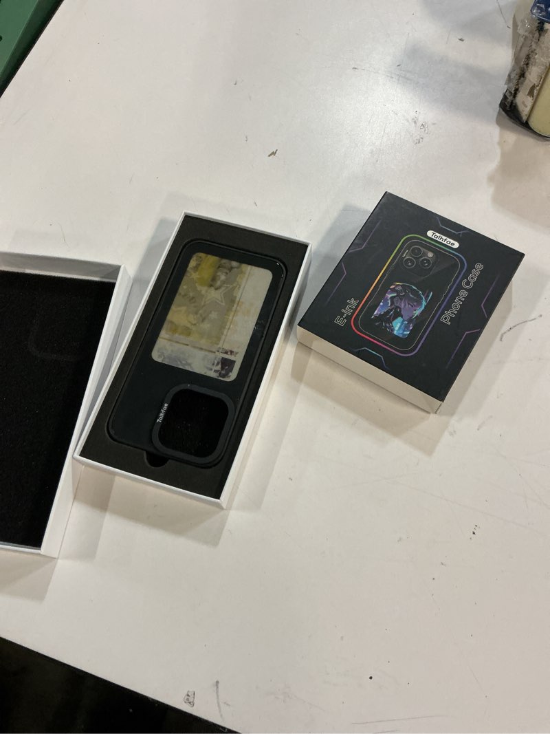 Condition photo showing Good Condition for Upgraded Smart Ink Case for iPhone 13 Pro - 4.1" HD 4-Color E Ink Screen, NFC Custom Digital Picture Transfer, DIY Digital Photos, Durable Anti-Drop Cover, Compatible with iPhone – Black 4.1" HD iPhone 13 Pro