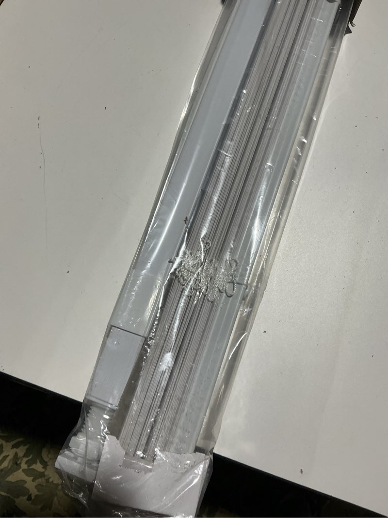 Condition photo showing As Is for LazBlinds No Tools No Drill 1" Vinyl Mini Blinds, Cordless Blinds for Windows, Light Filtering Horizontal Window Blinds & Shades, 37" W x 48" H, White Cordless-white 37" W x 48" H