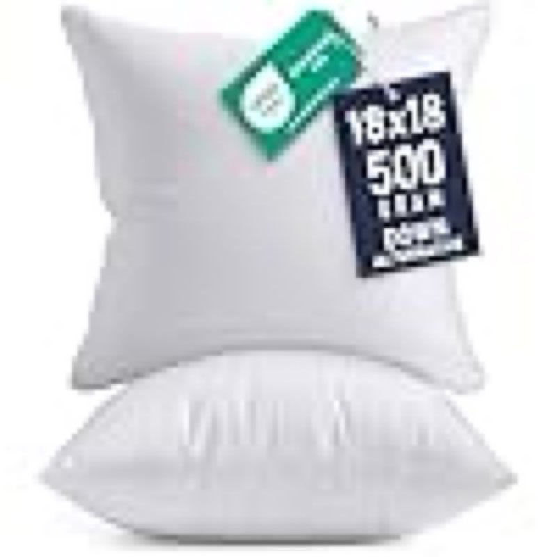 Utopia Bedding Throw Pillows Insert (Pack of 2, White) - 18 x 18 Inches Bed and Couch Pillows - Indoor Decorative Pillow