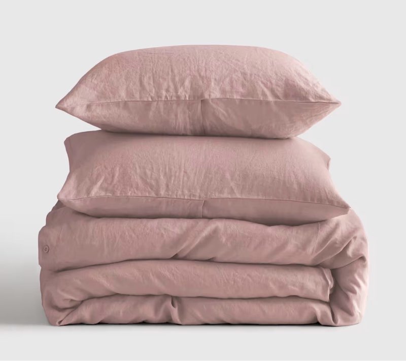 quince linen duvet cover set full / queen 2.130 dusty mauve