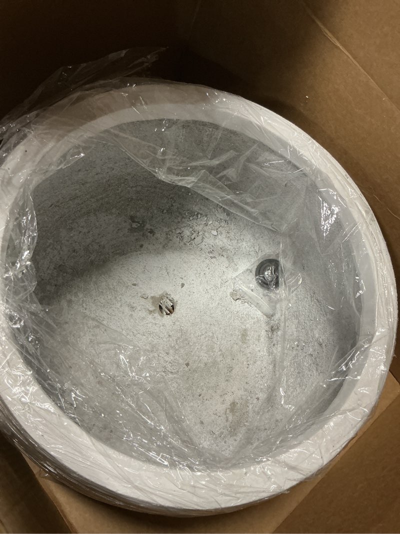 Condition photo showing Good Condition for Kante 15.7" Dia Round Concrete Planter, Outdoor Indoor Garden Plant Pots with Drainage Hole and Rubber Plug, Modern Curvaceous Design, Pure White Pure White 15.7"D