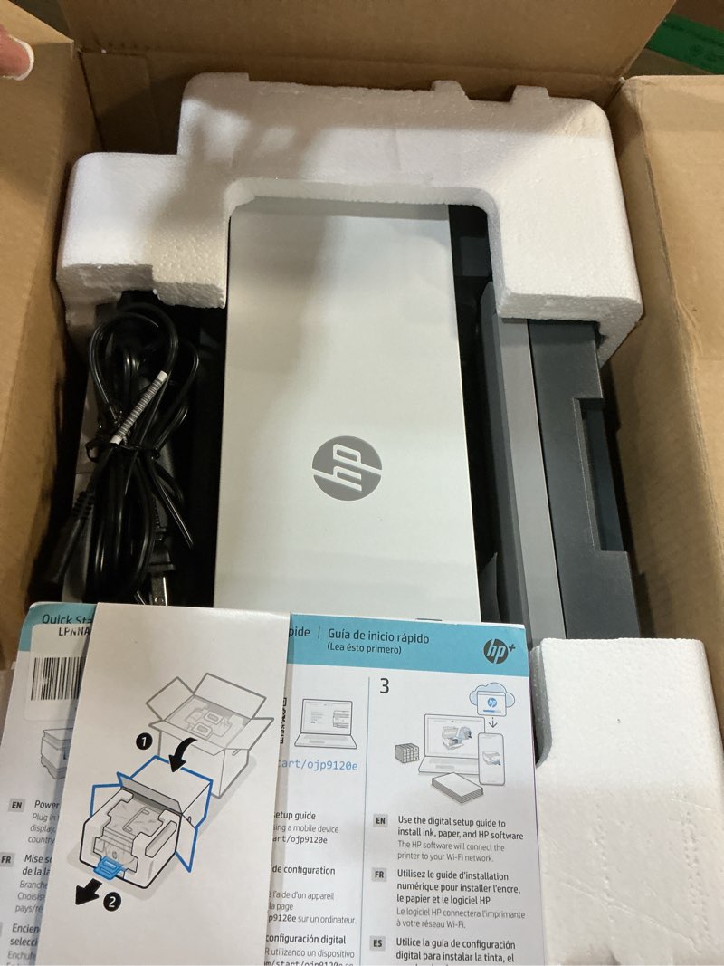 Condition photo showing As Is for hp officejet pro 9125e wireless all-in-one color inkjet printer, print, scan, copy, fax, adf, duplex printing best-for-office, 3 month instant ink trial included, ai-enabled (403x0a)