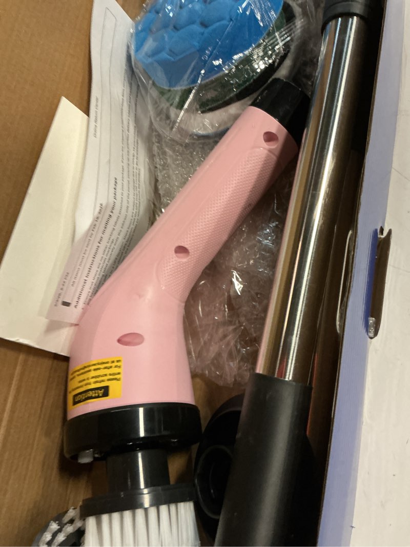 Condition photo showing Good Condition for Electric Spin Scrubber - Cordless Bathroom Scrubber with 7 Brush Heads - Dual Speed IPX7 Waterproof Power Scrubber for Heavy-Duty Bathtub, Glass, Tile, and Car Cleaning (Pink)