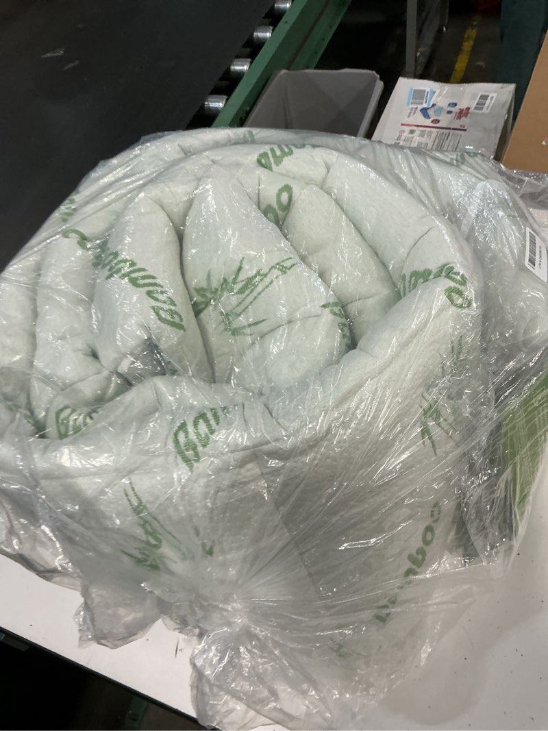 Condition photo showing As Is for ultra soft queen size mattress topper - viscose made from bamboo pillow top mattress pad for back pain relief - naturally cooling for hot sleepers, green green queen