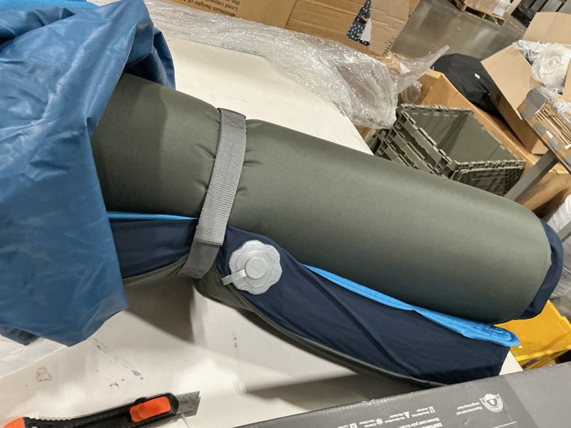 Condition photo showing As Is for memory sleeping pad with electric pump, 3.15" ultra-thick foam sleeping mats for camping, 9.5 r-value insulated self inflating sleeping pad with pillow for car travel tent