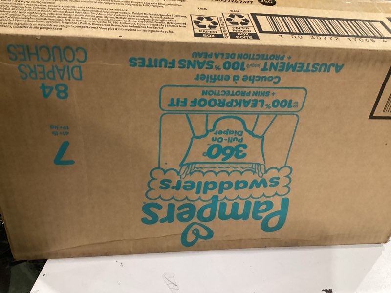 Condition photo showing New/Like New for pampers swaddlers 360 pull-on diapers, size 7, 84 count for up to 100% leakproof skin protection and easy changes