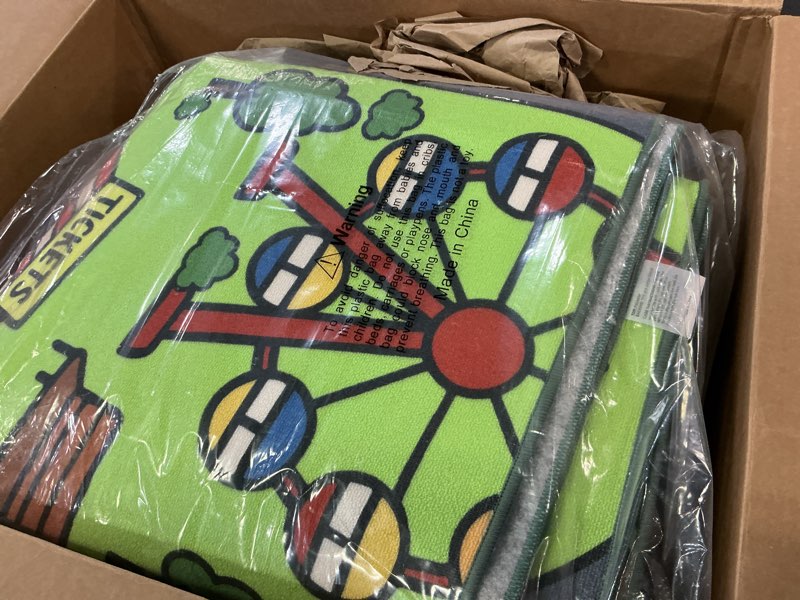 Condition photo showing Good Condition for Upgrade Ultra Non Slip Kids Car Rug, Kids Road Playmat Rug for Toy Cars, Educational Town City Map Washable Carpet for Boys Playroom Bedroom, Safer Car Track Play Mat for Children Toddler, 140"x84" Grey Green 7'x11.67'