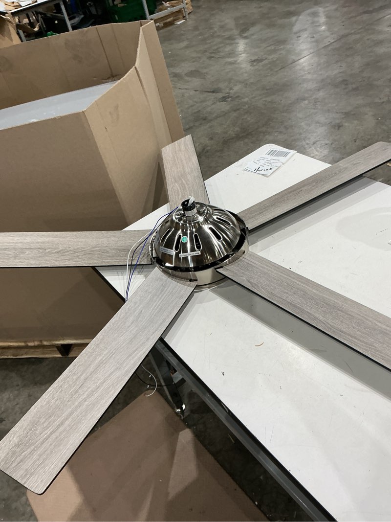 Condition photo showing As Is for harbor breeze camden 52-in brushed nickel led ceiling fan with light and remote control....