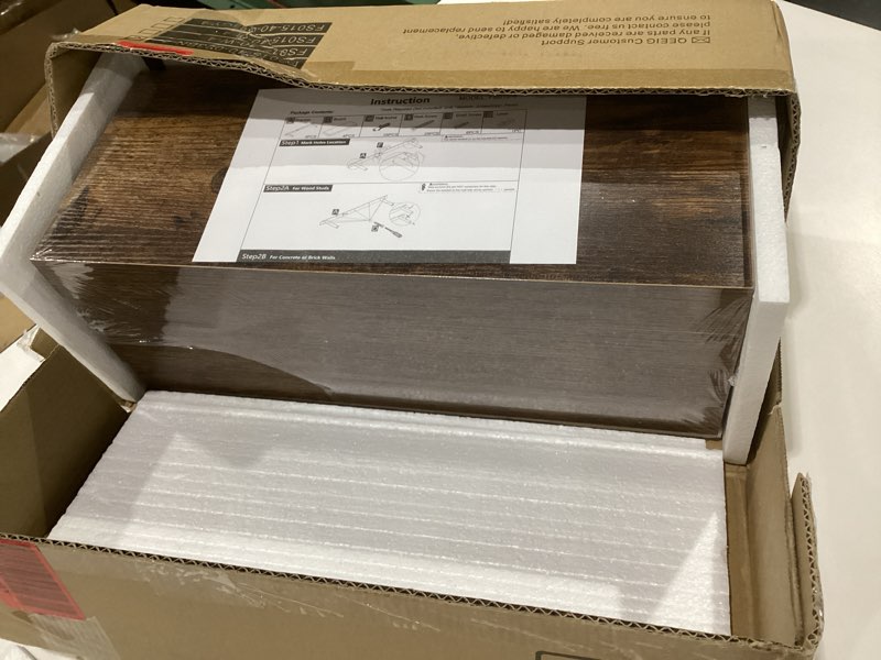 Condition photo showing New/Like New for QEEIG Floating Shelves for Wall Bathroom Shelf Bedroom Kitchen Living Room Farmhouse Small Book Shelf 16 inch Set of 4, Brown (015-BN4) 4pcs A. Brown