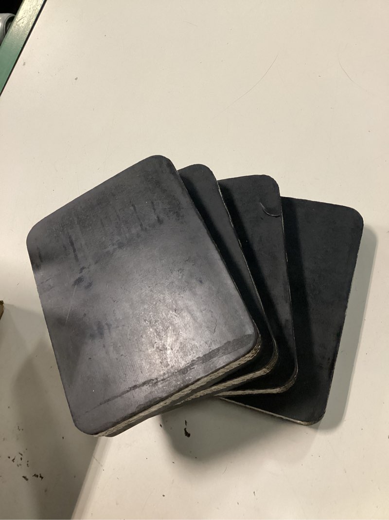 Condition photo showing Good Condition for 4 pack heavy duty rubber pads- nylon reinforced- 11,000lbs capacity, non-slip stabilizer pads for jack stands, motorcycle kickstand, rv leveling, equipment support- 0.9? height (6.3?×4.7?)