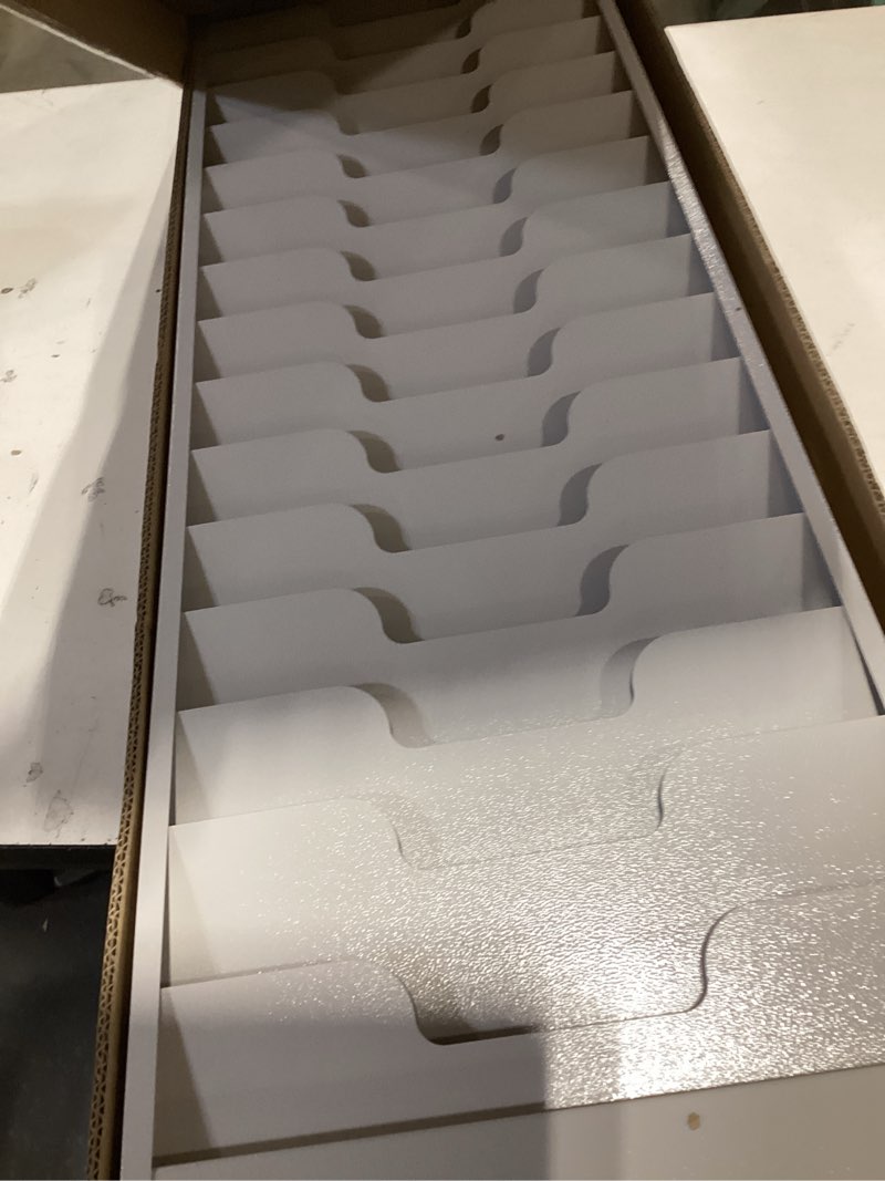 Condition photo showing New/Like New for OSKIE Wall-Mount File Organizer, 16 Pockets Document Holder, Metal Construction, Gray White Powder-Coated, 14x3x46H inches