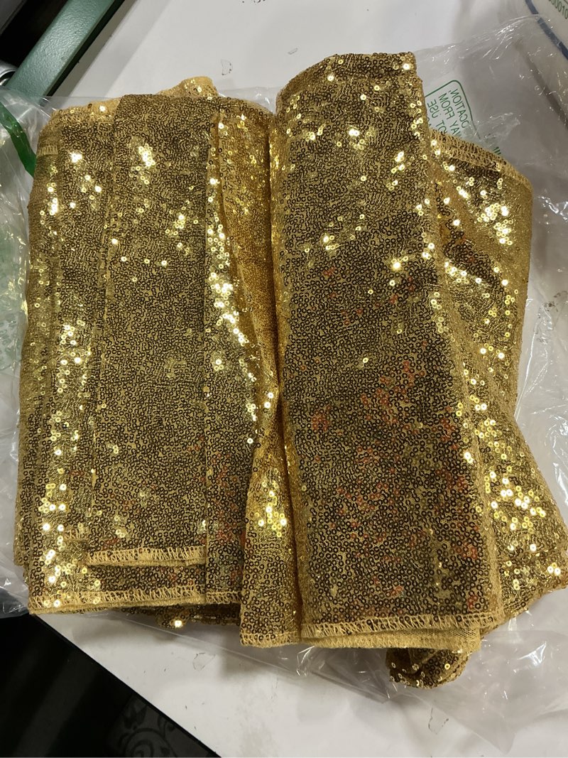 Condition photo showing Good Condition for Hahuho Gold Sequin Backdrop Curtain, 4PCS 2FTx8FT Glitter Backdrop Curtain for Parties, Christmas, Wedding, Party Decoration?4 Panels, 2FT x 8FT, Gold