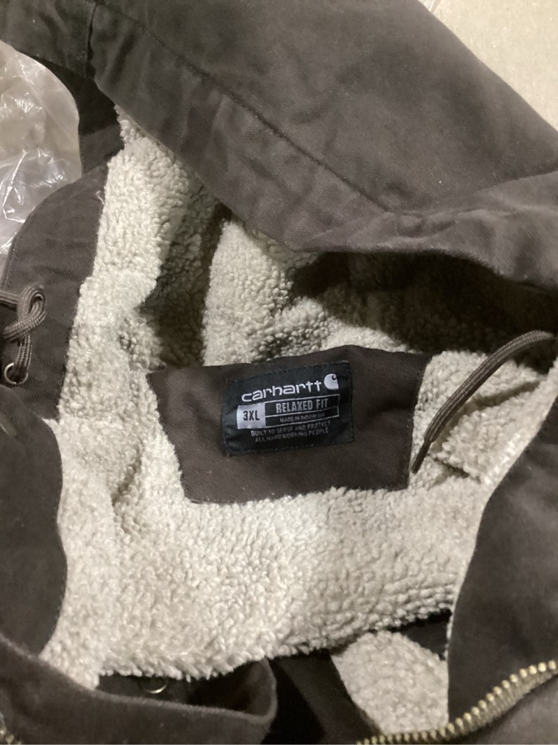 Condition photo showing Good Condition for carhartt men's relaxed fit washed duck sherpa-lined utility jacket 3x-large dark brown