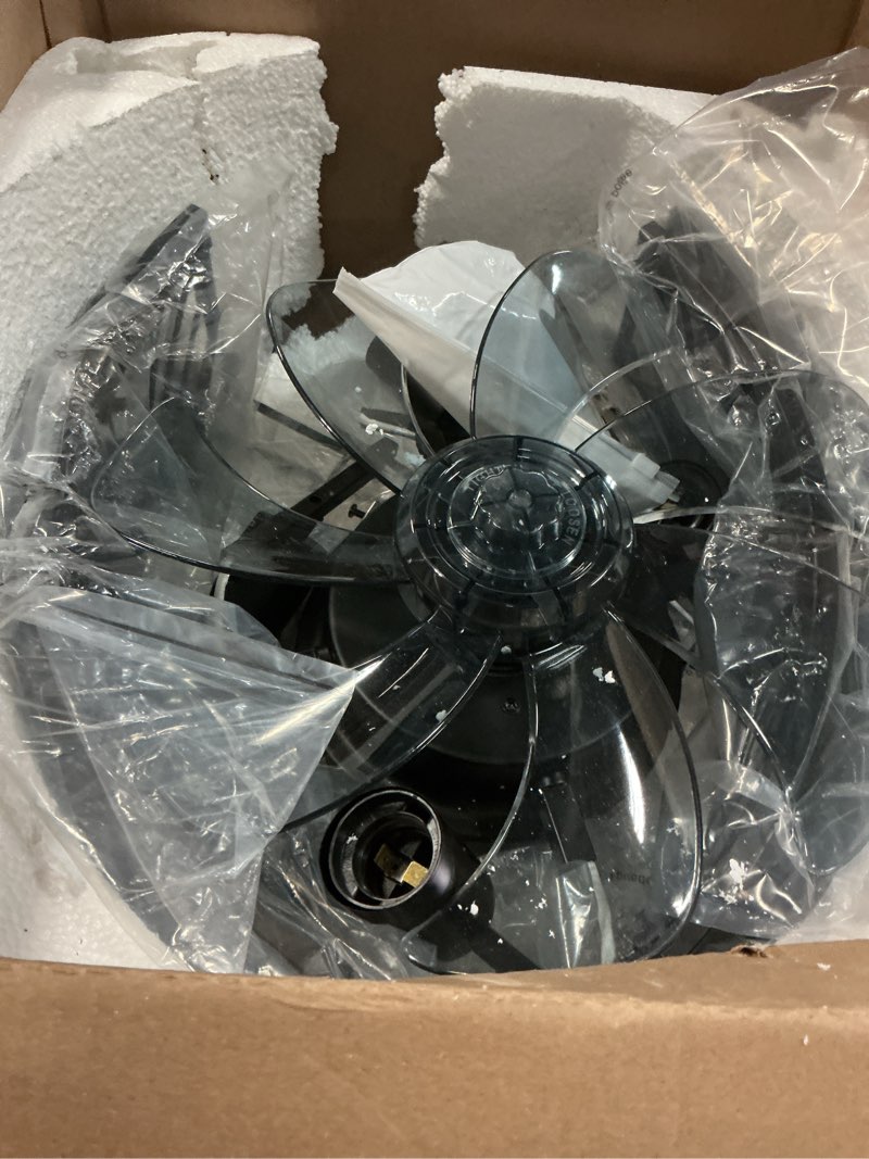 Condition photo showing As Is for lediary 20" caged ceiling fan with light, small flush mount ceiling fan with app&remote, low profile bladeless ceiling fan for bedroom, kitchen, dining room-black black 20 inch