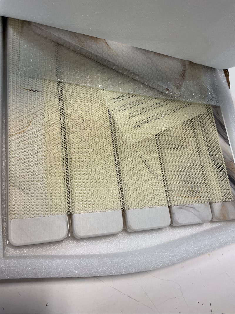 Condition photo showing New/Like New for 2 pcs diatomaceous stone drying mat for kitchen counter, quick dry collapsible stone dishes mats, marbled absorbent bath mat for countertop bottles utensils cups, white gold 24"×16" & 8"x4" white gold large