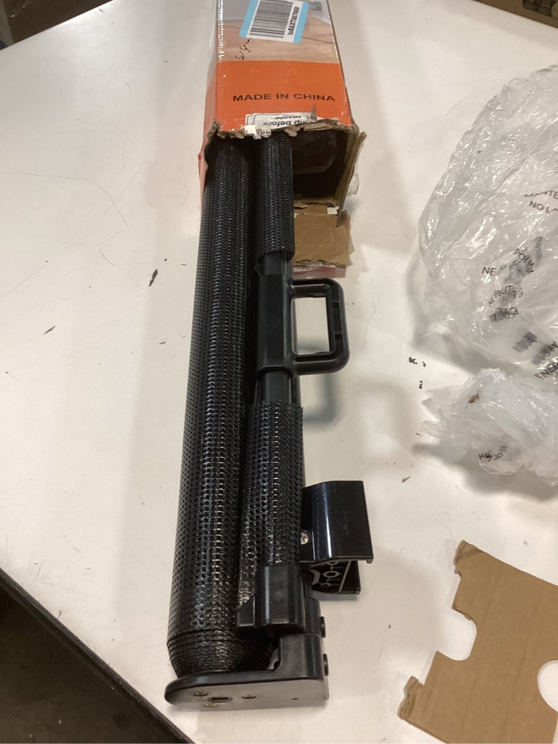 Condition photo showing Good Condition for Baby Gate Extra Wide 65" Space Saving Retractable Mesh Gates for Kids or Pets Movable Retractable Baby Gates Indoor Outdoor Retractable Gate Dog Gates for Doorways, Stairs, Black Black (33" Tall x 65" Wide)