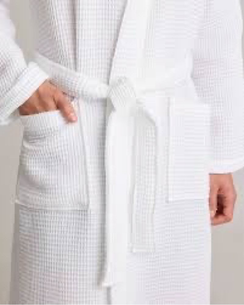 Organic Turkish Waffle Robe Medium White
