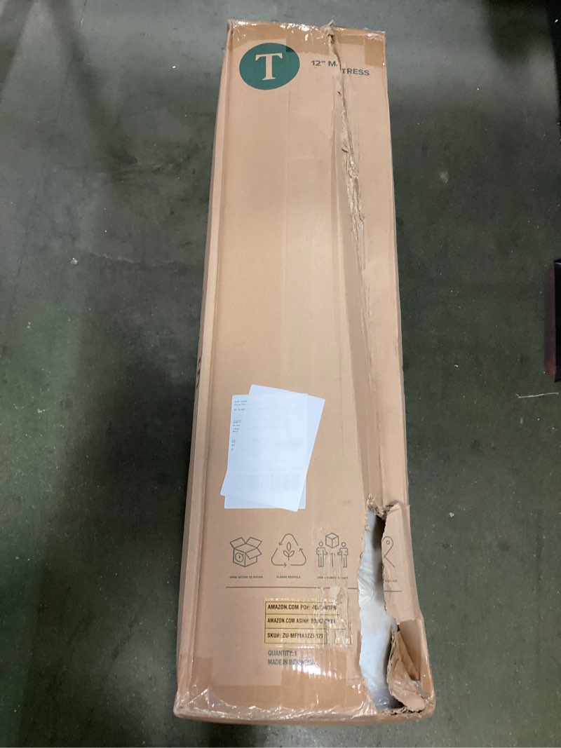 Condition photo showing New/Like New for ZINUS 12 Inch Twin Green Tea Memory Foam Mattress [New Version], Fiberglass free, Medium Firm Feel, Zoned Pressure Relief, Certified Safe Foams & Fabric, Mattress in A Box White Twin 12" New Small Box