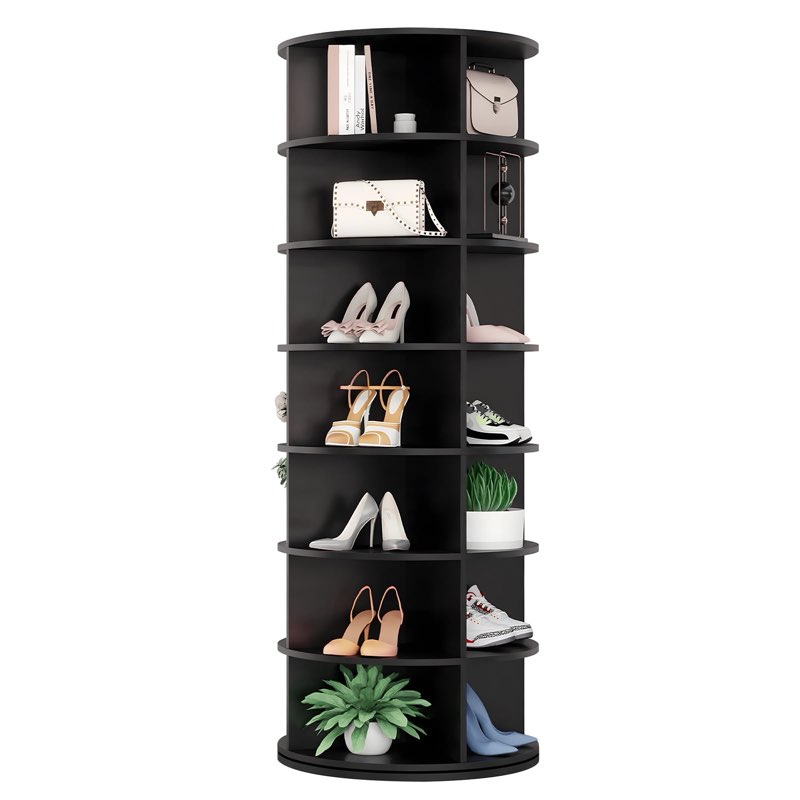 Hestiasko Rotating Shoe Rack, 7-Tier Spinning Shoe Rack, Free Standing Rotating Shoe Rack Tower 360°