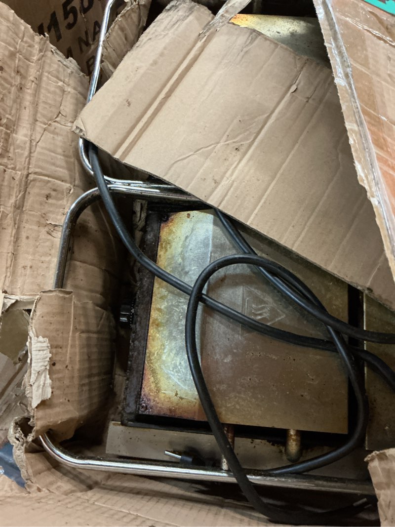 Condition photo showing As Is for Commercial Panini Press With Grooved Grill Sandwich Maker Machine Electric Contact Grill Single (Double Grooved Top&Bottom)