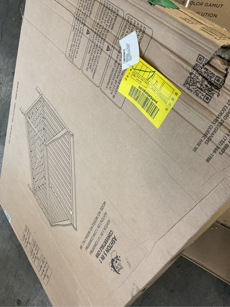 Condition photo showing Good Condition for Dream On Me Ashton 4-In-1 Convertible Crib In Natural, Greenguard Gold, JPMA Certified, Non-Toxic Finishes, Features 4 Mattress Height Settings, Made Of Solid Pinewood