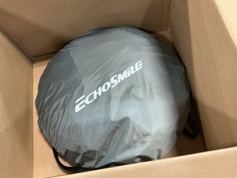Condition photo showing As Is for echosmile instant pop up camping tent, 2/4/6 person, easy setup tent, water resistant dome, portable with carry bag white & gray (2 person)